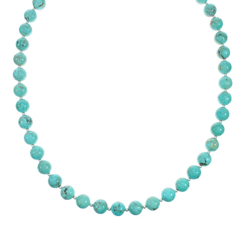 Navajo Turquoise Sterling Silver Bead Necklace TX10197